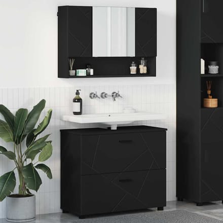 vidaXL - Badkamermeubel - Set - 2 - st - Zwart - 76,5 - x - 35 - x - 64 - cm