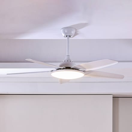 Lucande LED plafondventilator Divian, wit, DC, stil, CCT