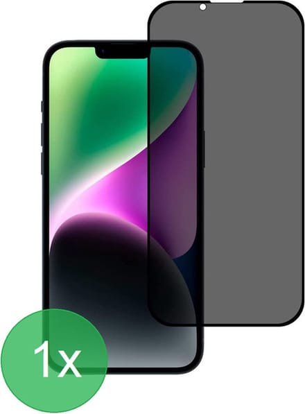 1x Screenprotector Geschikt Voor: iPhone 14 Privacy Full Screenprotector 1x - screen protector - volledige glas - bescherming - beschermglas - Anti Spy - ZT Accessoires