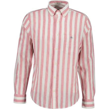 Gant Cotton Linen Overhemd Streep Roze - Maat M - Heren - Overhemden Casual