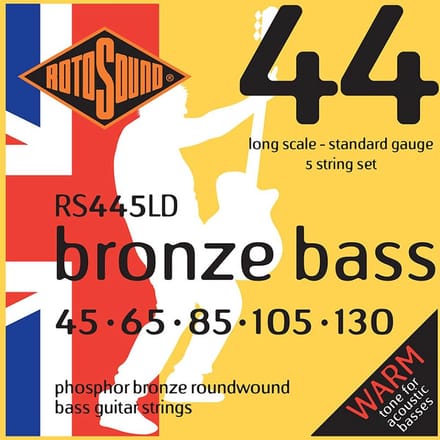 Rotosound RS445LD snaren set acoustic bass 5 phosphor bronze 45-130, standard gauge