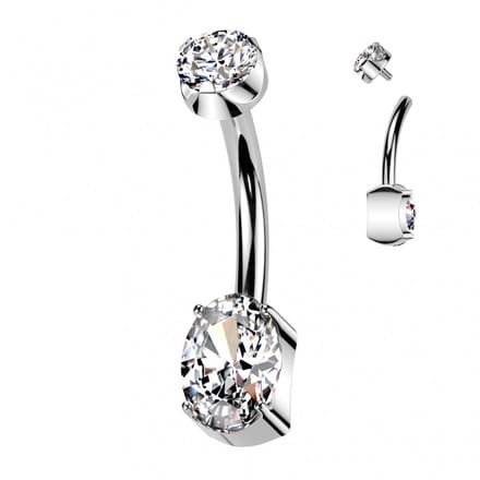 Piercing titanium ovaal met gemmed top - LMPiercings