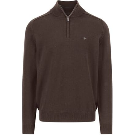 Fynch-Hatton Trui Troyer-Zip Supersoft Cotton Earth / male