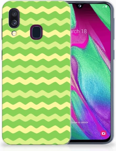 Samsung Galaxy A40 TPU bumper Waves Green