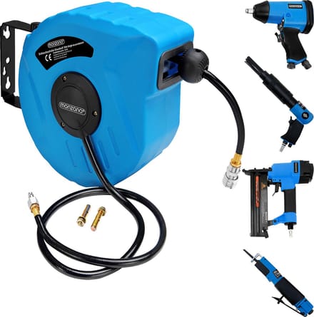 Monzana Persluchtslanghaspel Automatisch 10m 1/4" Slanghaspel Incl. Tacker