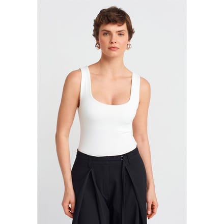 Mouwloze Blouse met Vierkante Halslijn in Slank Model