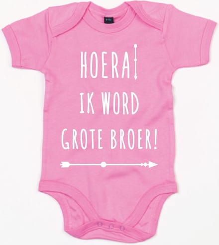 Rompertje Hoera Grote Broer-Bubble Gum Pink-3-6 Maanden