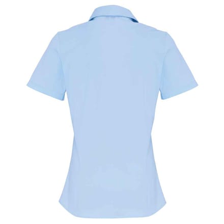 Premier Dames/Dames Katoen Popeline Stretch Overhemd met Korte Mouwen (Lichtblauw)