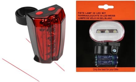 Benson Fietsverlichting set - voor/achterlicht fiets - LED + Laser