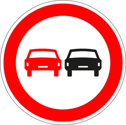 Inhaalverbod bord - kunststof - F1 100 mm