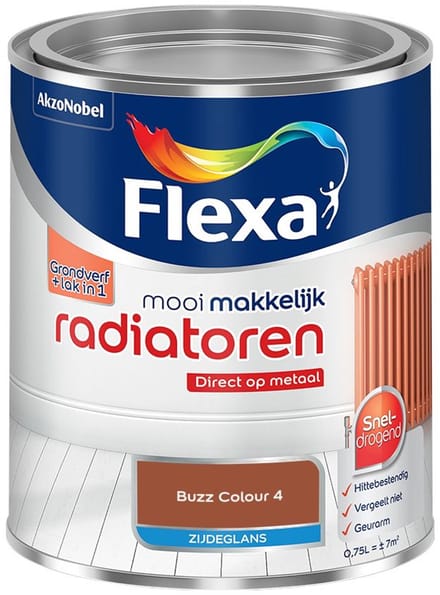 Flexa - Mooi Makkelijk Radiatoren Zijdeglans - Buzz Colour 4 - Mengverf - 750 Ml