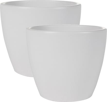 Ter Steege Bloempot - 2x stuks - wit - glans - Scandinavisch - 18 x 16 cm - plantenpot