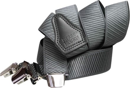 Pierre Mouton Monaco Bretel - Bretels - Volwassenen - Heren - Lichtgrijs - 120cm - 3 brede clips - M - L