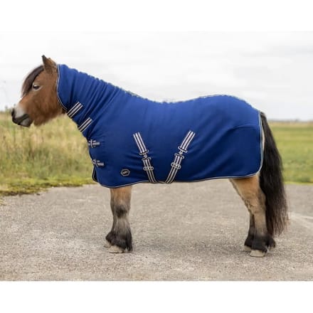 QHP SHETLAND FLEECEDEKEN MET HALS Donkerblauw