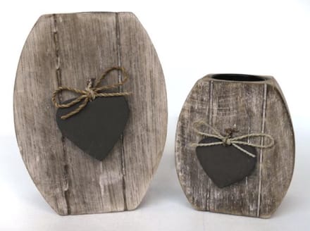 Woodart | Waxinelichthouder met 2 hartjes | 9x10,5 cm (per stuk)