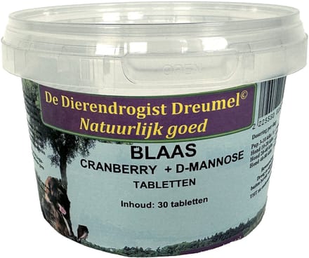 Blaas Ondersteuning Hond Dierendrogist - Cranberry D-Mannose Tabletten - 30 Tbl