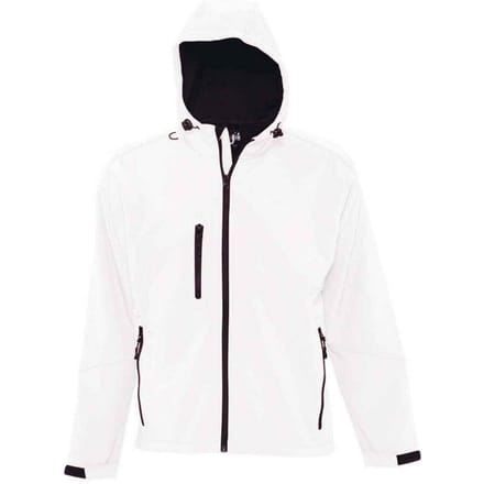 SOLS Heren Replay Soft Shell Jas met capuchon (Wit)