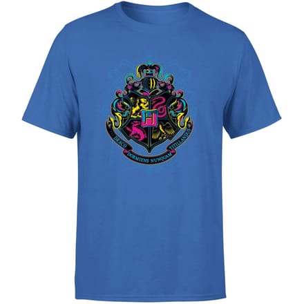 Harry Potter Hogwarts Neon Crest Men's T-Shirt - Blue - XL