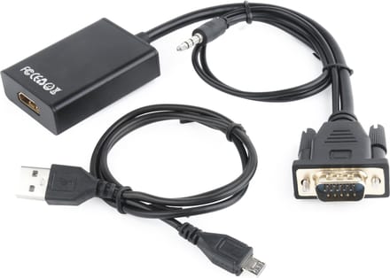 VGA + 3,5mm Jack naar HDMI adapter met HDCP / zwart - 0,15 meter