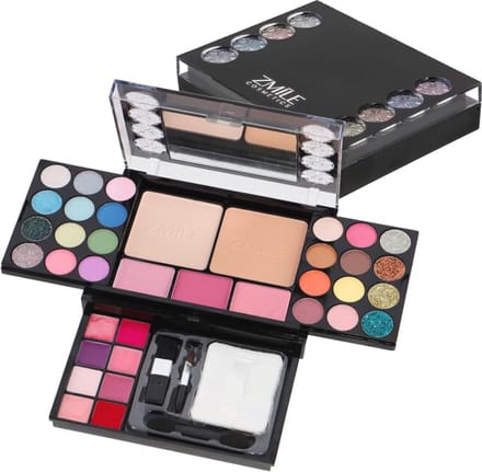 Vegan Make-up Set met Diamanten Accent – Oogschaduw, Blush, Glanzende Lipgloss en Glittercrème