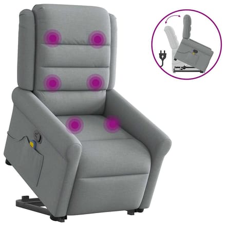 vidaXL - Sta-op-massagestoel - verstelbaar - stof - lichtgrijs