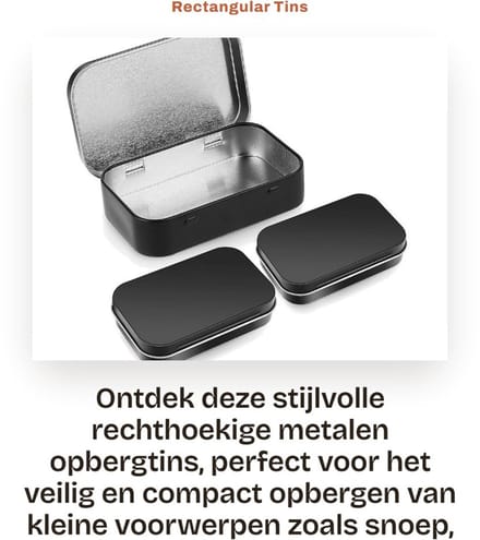 Dailygoods- Opbergdozen - 3 Stuks - Metaal - Met Scharnierdeksel - 8.9 x 5.5 x 1.3 cm - Duurzaam - Compact - Opbergtin