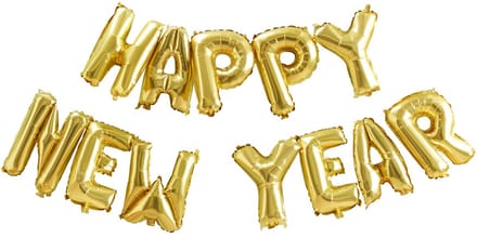 Ginger Ray Metallic Star 'Happy New Year' folieballon slinger - goud - Set-1