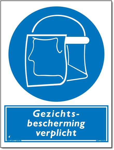 Gezichtsbescherming verplicht bord - Forex - 30 x 40 cm
