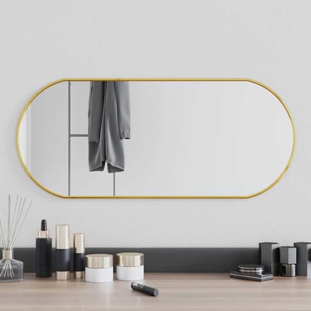 vidaXL - Wandspiegel - 70x30 - cm - ovaal - goudkleurig