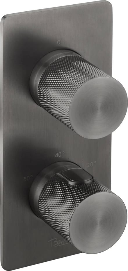 Ben Engraved Cross douchethermostaat afbouwdeel met omstelrichting gunmetal