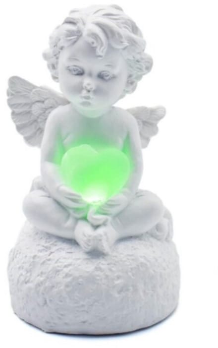 Engel met licht - Engelen lampje 10cm. - Engeltje met hartvormig lampje