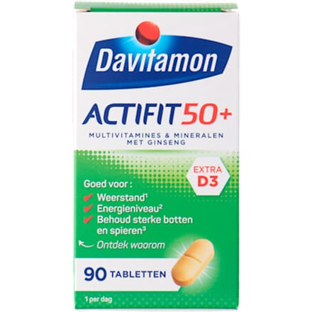 Davitamon Actifit 50+ met Ginseng - Multivitamine voor 50 plussers  - 90 Tabletten - Voedingssupplement