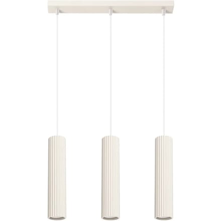 Hanglamp KARBON 3L met 3 geribbelde buiskappen in lijn - Sollux Lighting - IP20 - Beige aluminium behuizing - 45 x 6.5 x 98 cm - 3 x GU10 LED, exclusief lichtbron - 3 x 10 W - Minimalistische hanglamp voor woonkamer, slaapkamer en keuken