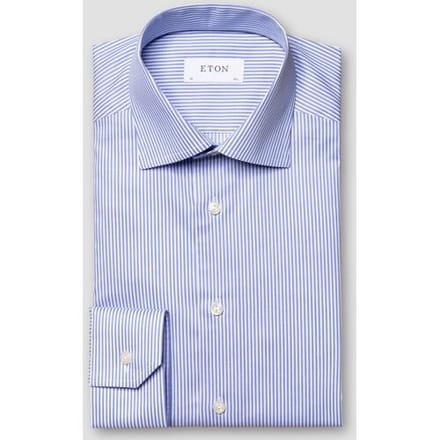 Eton Overhemd Fine Twill Stripe Extra Long Staple Cotton Blauw / male