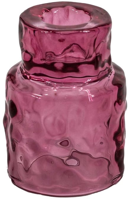 Glazen waxine- en kaarsenstandaard roze