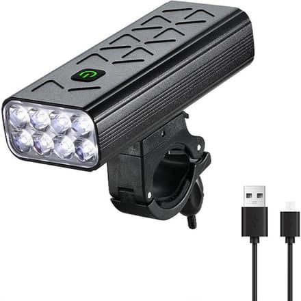 Feu avant de vélo à 8led, haute luminosité, Rechargeable, puissance 9600mAh Without Display noir