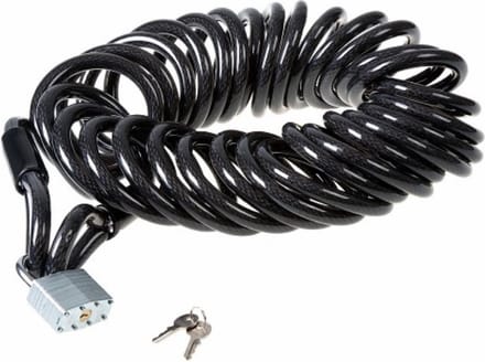 Falkx Staalkabel met slot - 10 meter - geplastificeerd - 15 mm dik - zwart/zilver