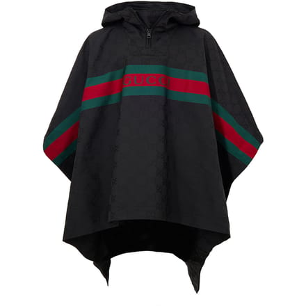 Zwarte Mantella met Web Logo en GG Monogram Printing Gucci
