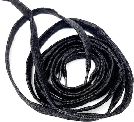 ***Glitter schoenveters - plat - 1 paar 110 cm - Zwart - van Heble® ***