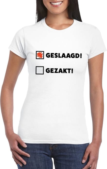 Geslaagd/ gezakt t-shirt wit dames M