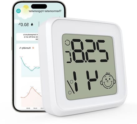 Digitale Binnen Thermometer en Hygrometer met Bluetooth Verbinding en LCD Scherm voor Thuisgebruik, Kelders en Wijnopslag