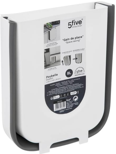 Handmatige afvalbak - 8 liter - kunststof - L 25,3 x D 9 x H 28,9 cm