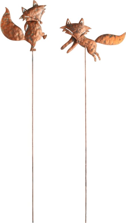 Dekoratief | Stick m/vosje, roest, metaal, 10x1x53cm, set van 2 stuks | A245215