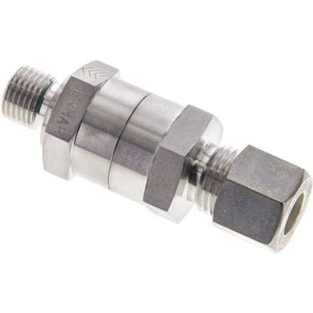 10L (M16x1.5) & G1/4'' Regeling-In RVS Terugslagklep Knelfitting Buitendraad 1-250 bar ISO 8434-1