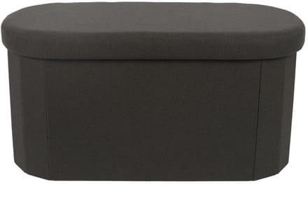 Home Deco Factory Poef/hocker opvouwbaar - ovaal - opbergbox - zwart - polyester/mdf - 76 x 38 cm