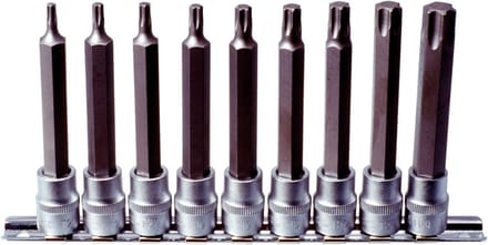 Bitdopsleutelset Torx - Lange Bits - Auto Reparatie - 9 Delig - T20 T60