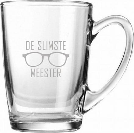 Gegraveerde theeglas 32cl De slimste meester