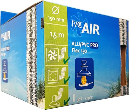 IVC Air flexibele aluminium luchtslang | tot 250°C | Ø 150 mm | lengte 1.5 mtr