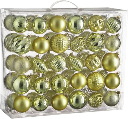Tree decoration unbreakable l. green 60 pieces - d7cm