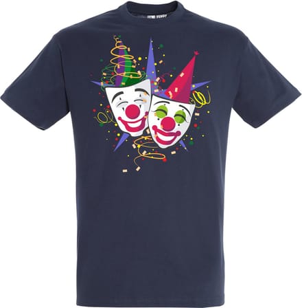 T-shirt Carnaval Masker | Carnaval | Carnavalskleding Dames Heren | Navy | maat S